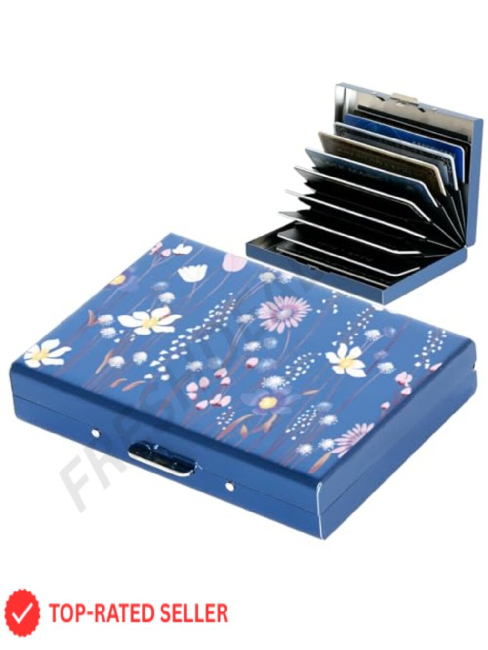 RFID Blocking Metal Credit Card Holder with Button Access, Ultra-Slim Stainless